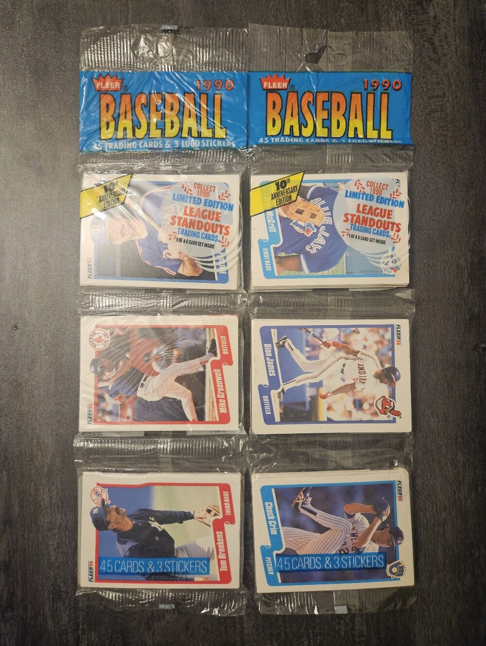 VTG 1990 Fleer Baseball 10th Anniversary Rack Packs - Sealed